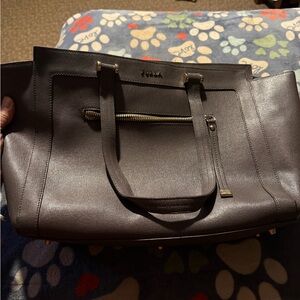 Furla grey Leather tote Bag